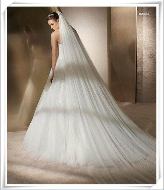 Velo de Novia Blanco Vintage de Un Nivel con Peineta - Diseño Clásico Waltz - Image 16