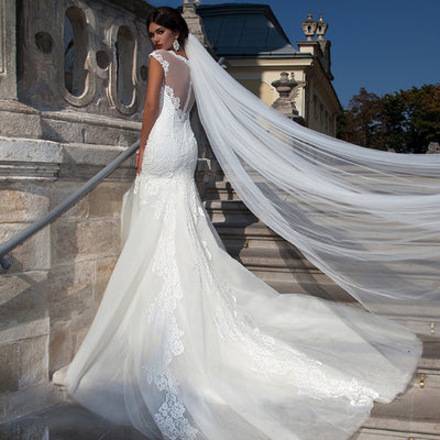 Velo de Novia Blanco Vintage de Un Nivel con Peineta - Diseño Clásico Waltz - Image 4