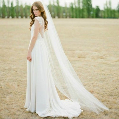 Velo de Novia Blanco Vintage de Un Nivel con Peineta - Diseño Clásico Waltz