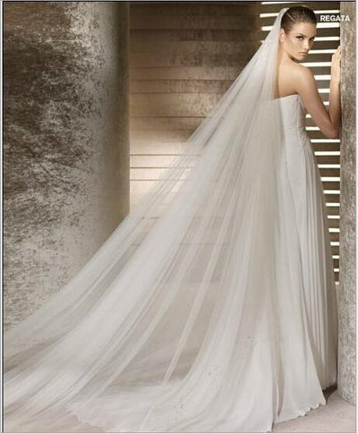 Velo de Novia Blanco Vintage de Un Nivel con Peineta - Diseño Clásico Waltz - Image 3