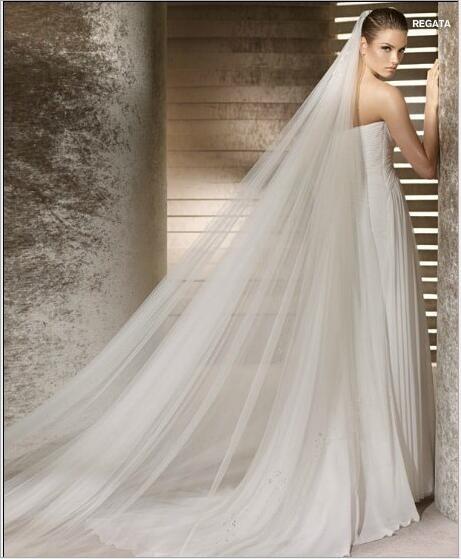Velo de Novia Blanco Vintage de Un Nivel con Peineta - Diseño Clásico Waltz - Image 3