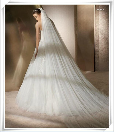 Velo de Novia Blanco Vintage de Un Nivel con Peineta - Diseño Clásico Waltz - Image 7