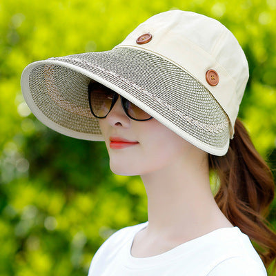 Sombrero de Verano Desmontable con Ala Ancha - Protección Solar Estilo Coreano