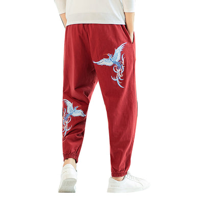 Pantalones de Chándal Hombre Estilo Étnico Bordado Ajuste Tobillo Nueve Puntos - Image 5