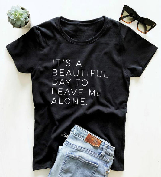 Playera para Mujer Estampado Déjame en Paz - Diseño Humorístico Casual