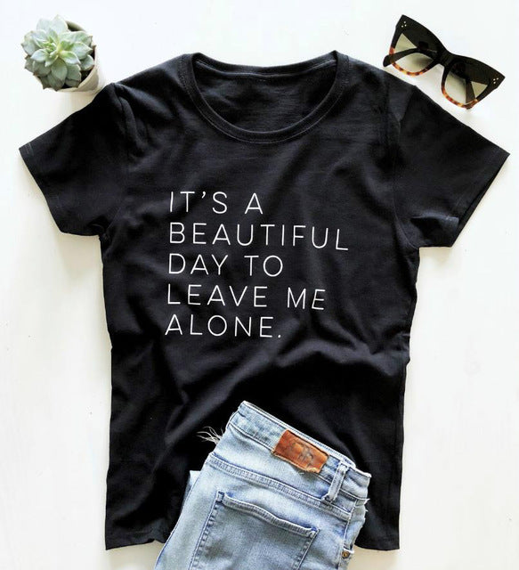 Playera para Mujer Estampado Déjame en Paz - Diseño Humorístico Casual