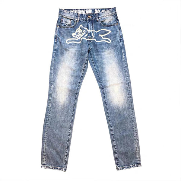 Pantalones Vaqueros Azul Lavado y Blanco para Hombre