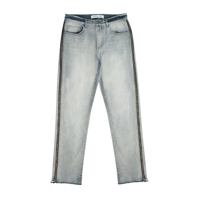 Jeans Rectos Azul Desgastado con Cierre Lateral - Estilo Urbano Tendencia - Image 6