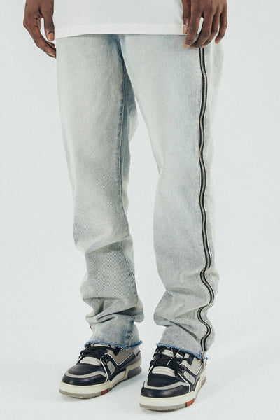Jeans Rectos Azul Desgastado con Cierre Lateral - Estilo Urbano Tendencia - Image 7
