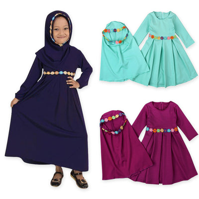 Vestido Largo Musulmán de Manga Larga para Niñas - Colección Primavera Otoño