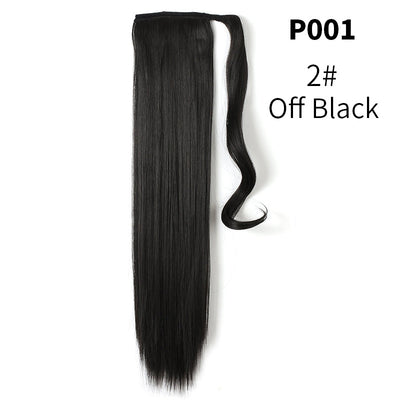 Coleta Postiza de Seda Mate Realista Cabello Liso Largo con Velcro - Image 8
