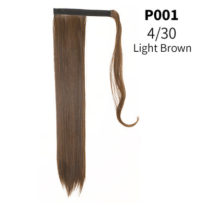 Coleta Postiza de Seda Mate Realista Cabello Liso Largo con Velcro - Image 7