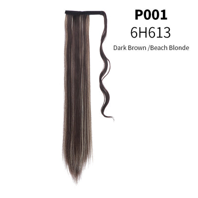 Coleta Postiza de Seda Mate Realista Cabello Liso Largo con Velcro - Image 9