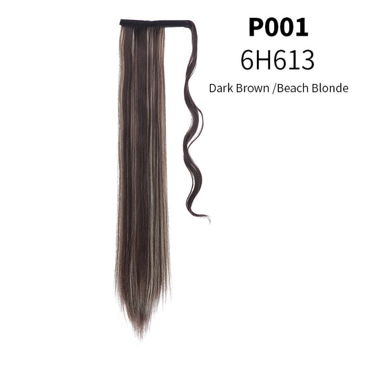 Coleta Postiza de Seda Mate Realista Cabello Liso Largo con Velcro - Image 9