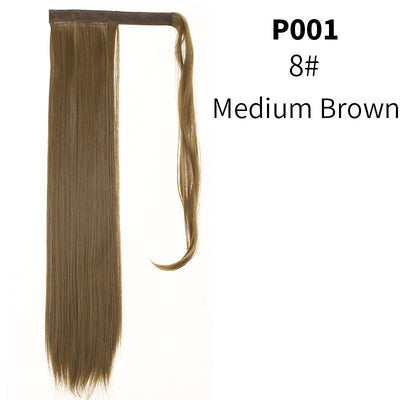 Coleta Postiza de Seda Mate Realista Cabello Liso Largo con Velcro - Image 12