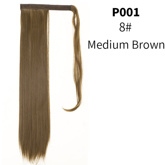Coleta Postiza de Seda Mate Realista Cabello Liso Largo con Velcro - Image 12