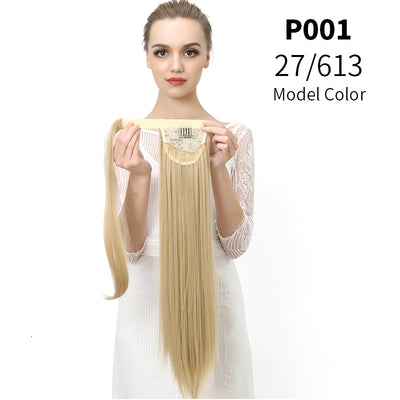 Coleta Postiza de Seda Mate Realista Cabello Liso Largo con Velcro - Image 15