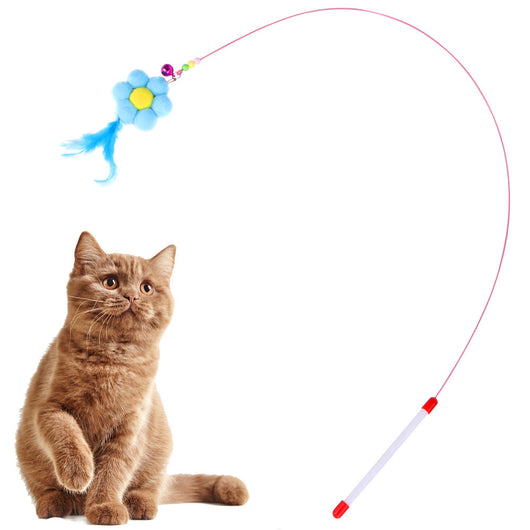 20-piece cat toy assortment with various colorful balls, feather wands, plush mice, and catnip pillow, shown with a playful tabby cat. - Image 3