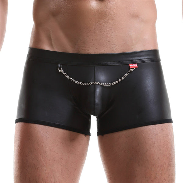 Bolso U-convexo con Cadena de Hierro y Cuero Charol