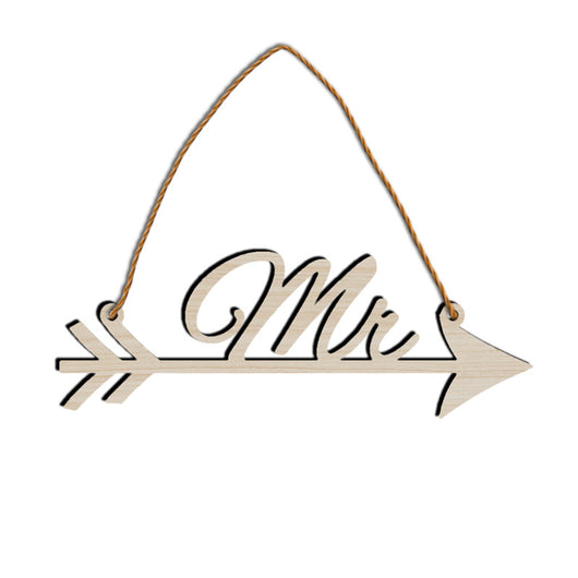 Letrero Decorativo de Madera Mr & Mrs con Flecha - Adorno Rústico para Bodas - Image 2