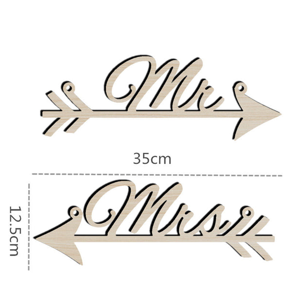 Letrero Decorativo de Madera Mr & Mrs con Flecha - Adorno Rústico para Bodas - Image 3