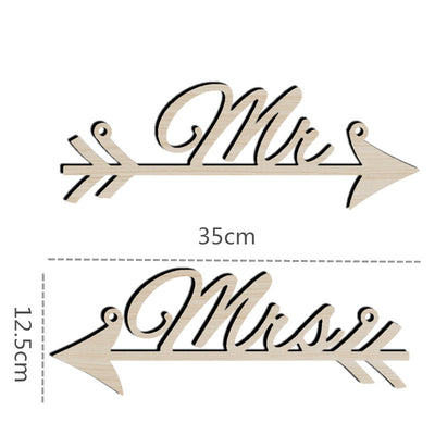 Letrero Decorativo de Madera Mr & Mrs con Flecha - Adorno Rústico para Bodas - Image 3
