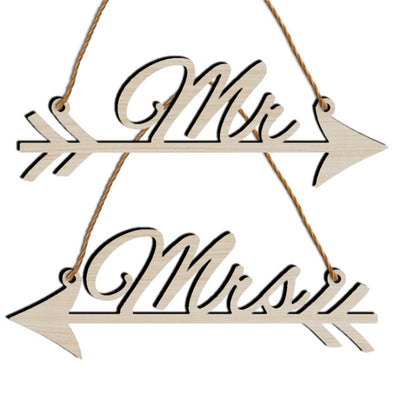 Letrero Decorativo de Madera Mr & Mrs con Flecha - Adorno Rústico para Bodas - Image 6
