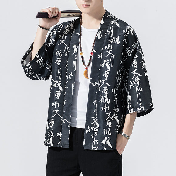 Cardigan Kimono Holgado para Hombre - Chamarra Suelta y Versátil