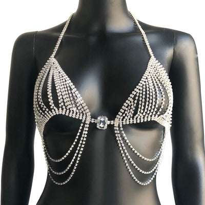 Bikini de Escena Brillante con Cadenas y Cristales Rhinestone para Fiestas - Image 3