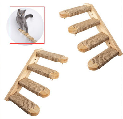 Escalera Gatera Multiusos de Madera de Pino con Plataformas