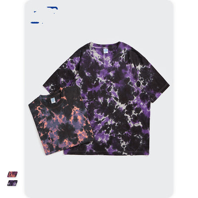 Camiseta Tie-dye Suelta Casual Cuello Redondo Manga Corta para Hombre - Image 10