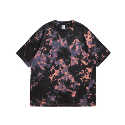 Camiseta Tie-dye Suelta Casual Cuello Redondo Manga Corta para Hombre - Image 5