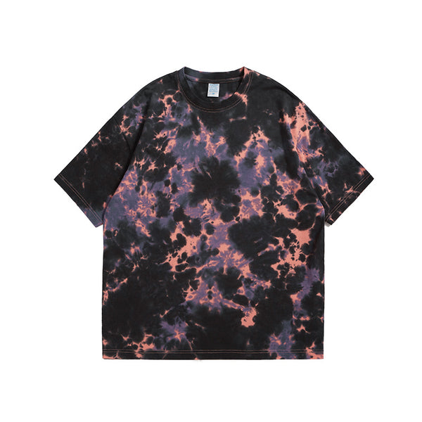 Camiseta Tie-dye Suelta Casual Cuello Redondo Manga Corta para Hombre