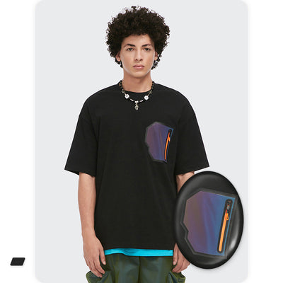 Remera Suelta Hombre con Costuras de Contraste y Detalles Reflectantes - Image 2