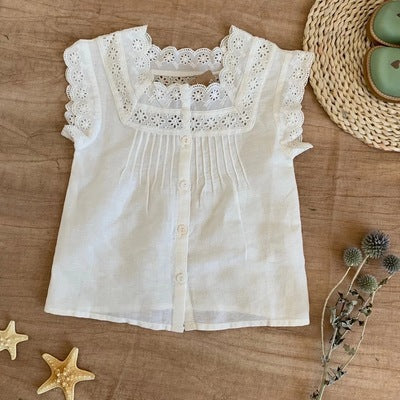 Blusa Infantil de Encaje Floral Estilo Europeo y Americano - Image 3