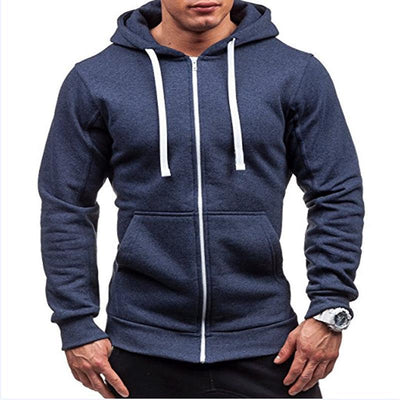 Sudadera con Cierre y Capucha Hombre - Chaqueta Cardigan Estilo Europeo Colores Lisos