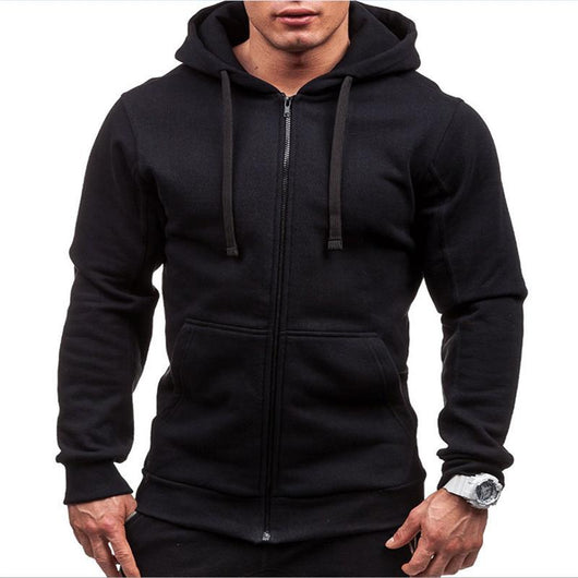 Sudadera con Cierre y Capucha Hombre - Chaqueta Cardigan Estilo Europeo Colores Lisos - Image 3