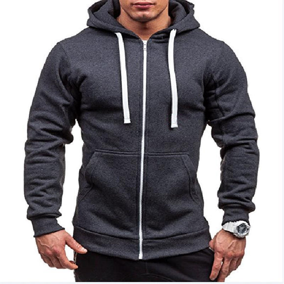 Sudadera con Cierre y Capucha Hombre - Chaqueta Cardigan Estilo Europeo Colores Lisos