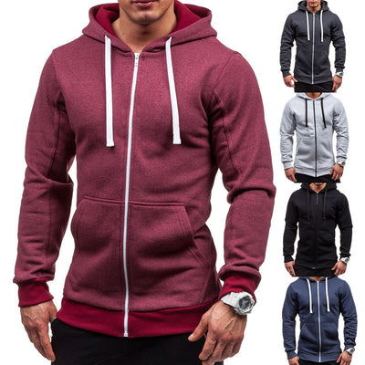 Sudadera con Cierre y Capucha Hombre - Chaqueta Cardigan Estilo Europeo Colores Lisos - Image 5