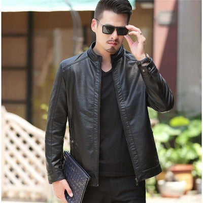 Chaqueta de Cuero para Hombre Invierno - Abrigo Biker con Cierre Oblicuo y Plumón - Image 9