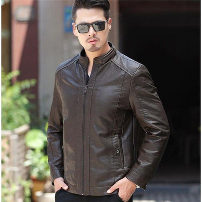 Chaqueta de Cuero para Hombre Invierno - Abrigo Biker con Cierre Oblicuo y Plumón - Image 4
