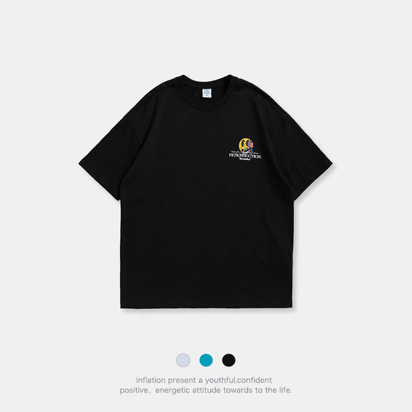 Camiseta Hombre Algodón Xinjiang Sonrisa Verano Suelta Tendencia
