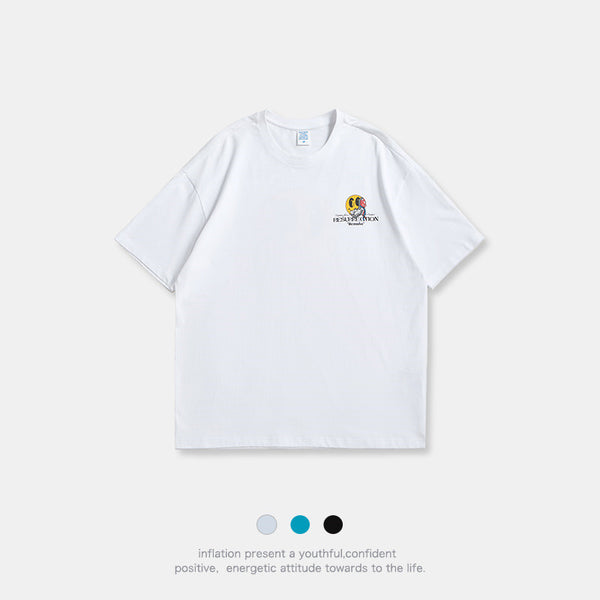 Camiseta Hombre Algodón Xinjiang Sonrisa Verano Suelta Tendencia - Image 4