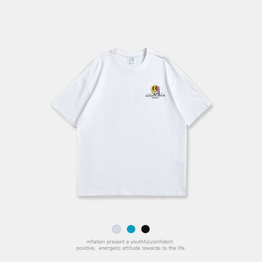 Camiseta Hombre Algodón Xinjiang Sonrisa Verano Suelta Tendencia - Image 4