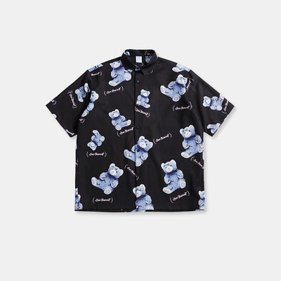 Playera Estampada Oso Oversized para Parejas - Verano Casual Unisex