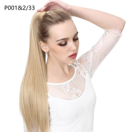 Coleta Postiza de Seda Mate Realista Cabello Liso Largo con Velcro - Image 27