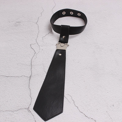 Corbata de Cuero Negro con Hebilla de Metal Punk Estilo Pareja Ajustable - Image 9