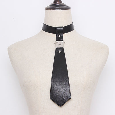 Corbata de Cuero Negro con Hebilla de Metal Punk Estilo Pareja Ajustable - Image 7