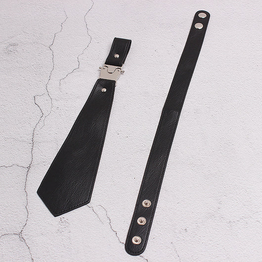 Corbata de Cuero Negro con Hebilla de Metal Punk Estilo Pareja Ajustable - Image 5