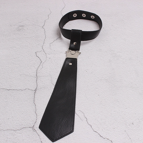 Corbata de Cuero Negro con Hebilla de Metal Punk Estilo Pareja Ajustable